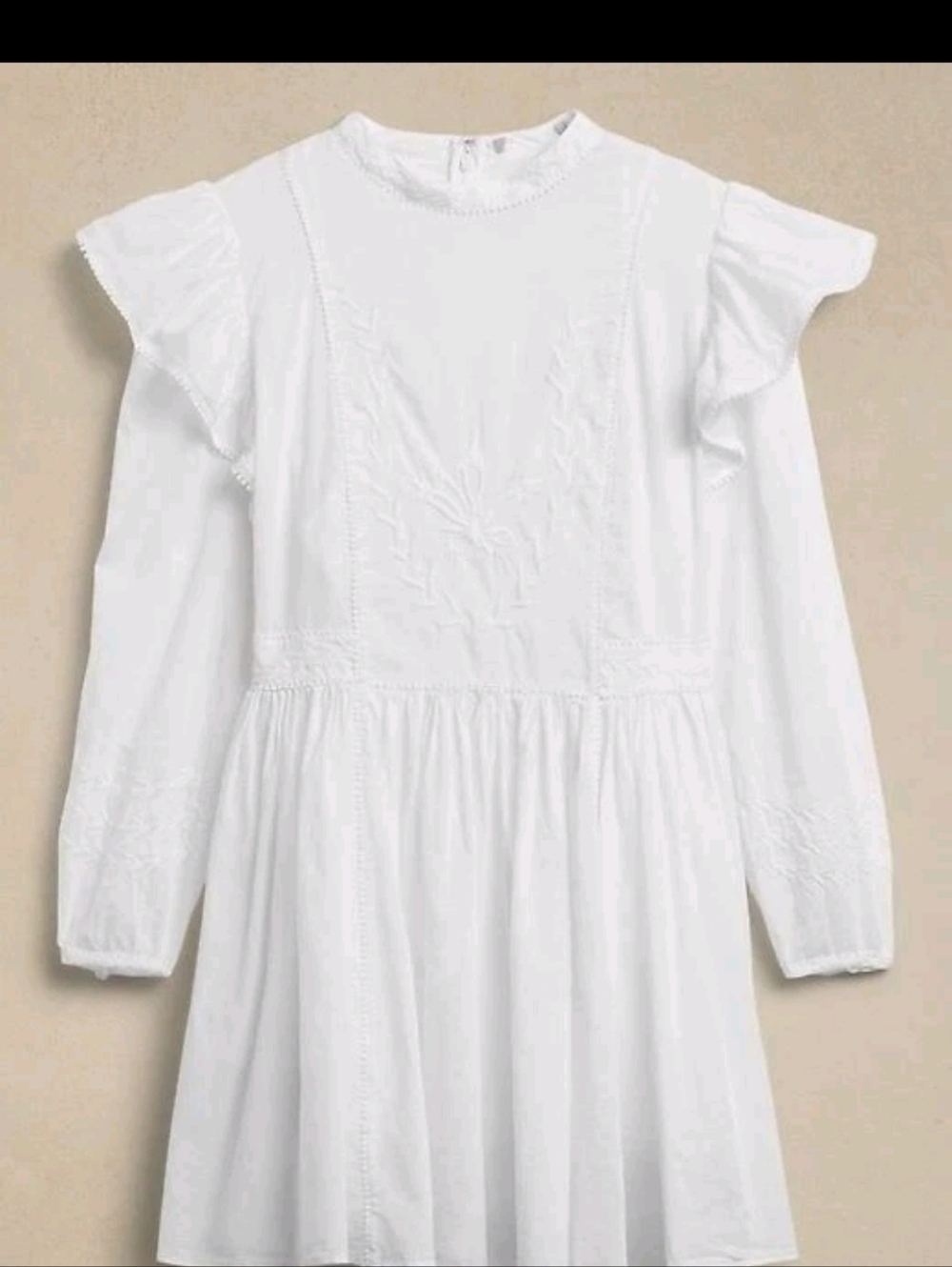Banana Republic Esme Embroidered Mini Dress XL White Boho Peasant Cotton - Picture 7 of 13
